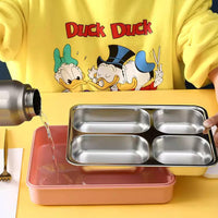 Temei 1.3L Large Stainless Steel 5-Compartment Lunch Box with Airtight Seal