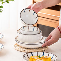 Japanese Style Underglaze Ceramic Dinnerware Set - Bowls, Plates, Spoons for Home Use or Gifting