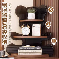 Acrylic Corner Storage Shelf for Desk and Vanity, Cosmetic Organizer with Bear/Cat Design