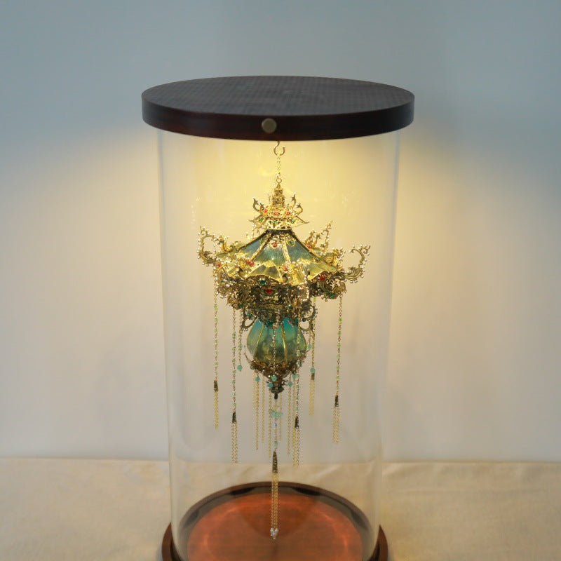 Puzzlesome DIY Model Display Case with Rotating LED Base and Dustproof Glass Cover