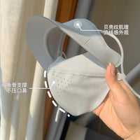 Summer UV Protection Full Face Mask with Ear Hooks and Brim, Breathable Ice Silk Sunshade