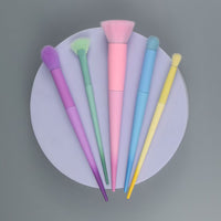 5-Piece Macaron Tapered Makeup Brush Set for Face and Eyes
