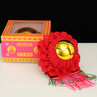 Red Flower Ball with Golden Mirror Hanging Ornament for Home Decor and Feng Shui