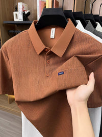 Men's Ice Silk Polo Shirt for Seniors, Breathable Short Sleeve Top