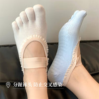 Pilates Yoga Socks with Lace Trim and Non-Slip Grip for Ballet Dance and Barre