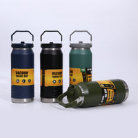 Large Capacity 304 Stainless Steel Insulated Water Bottle with Handle and Straw for Travel, Hiking, and Sports