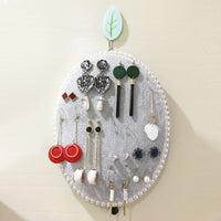 Oval Pearl Board Earring Holder Wall Mounted Jewelry Organizer for Necklaces and Studs