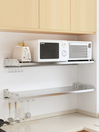 304 Stainless Steel Wall-Mounted Kitchen Shelf for Microwave Oven, Punch-Free or Drilled Installation