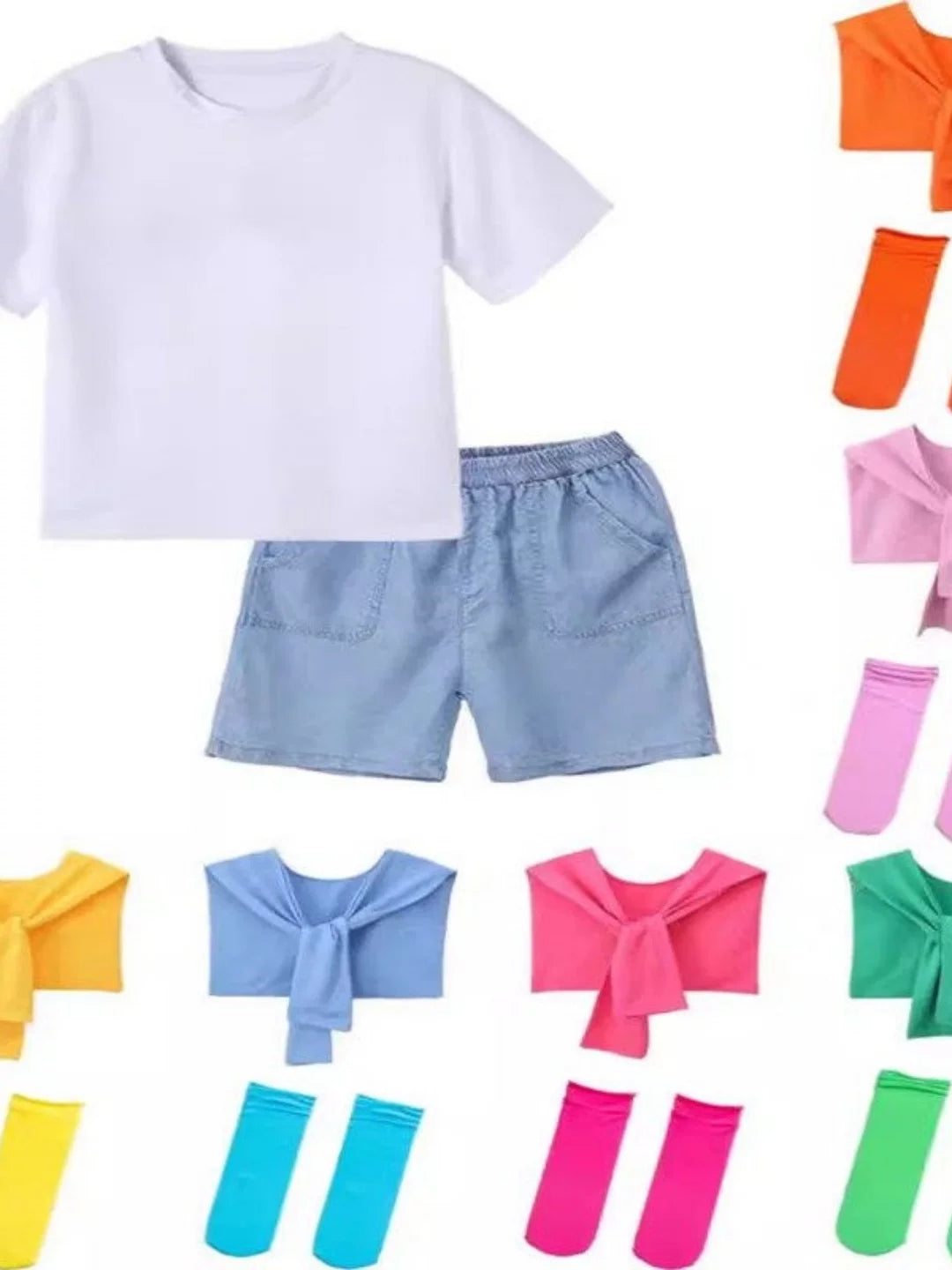Kids' Cotton Candy Color Dance Performance Outfit for School Events and Cheerleading