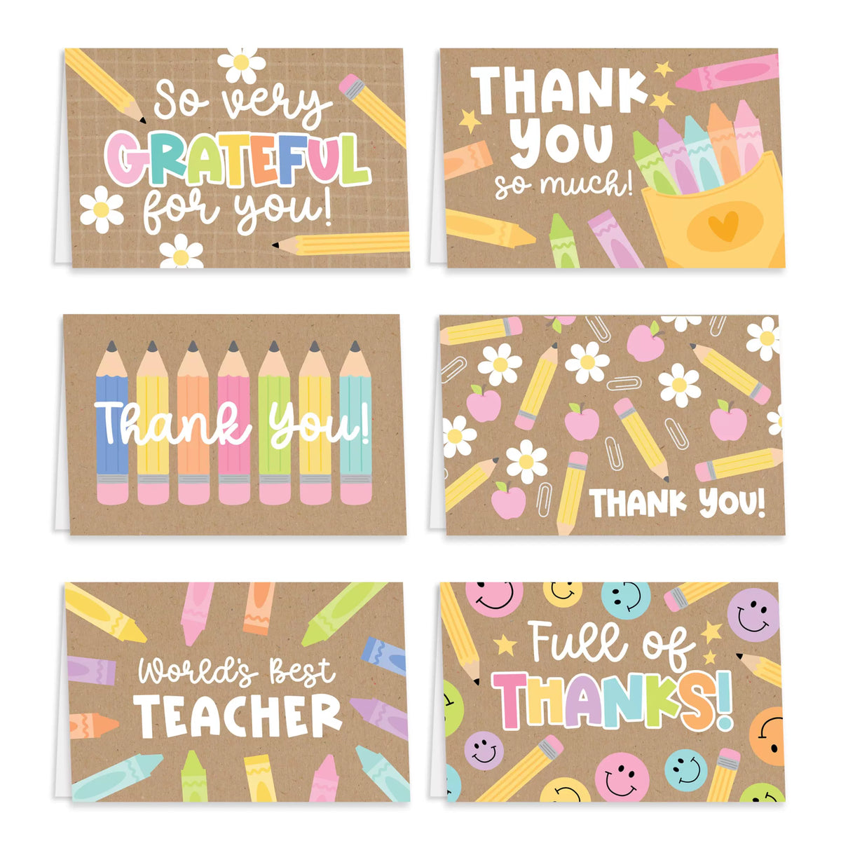 Teacher's Day Greeting Cards with Envelopes - 6-Card Set