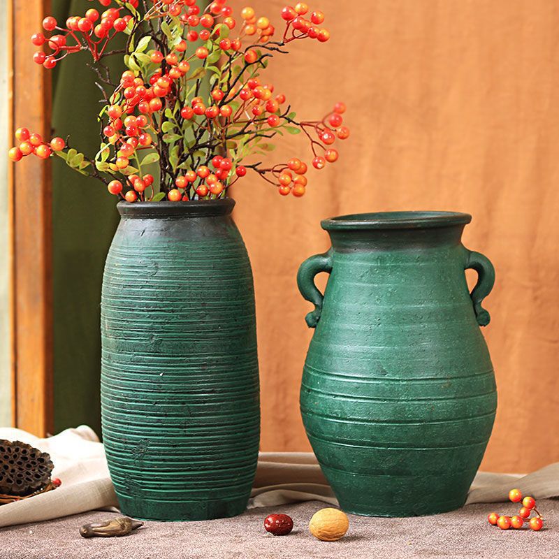 Chinese Style Coarse Pottery Ceramic Vase for Dried Flowers Hydroponics Succulents Living Room Decor