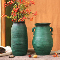 Chinese Style Coarse Pottery Ceramic Vase for Dried Flowers Hydroponics Succulents Living Room Decor