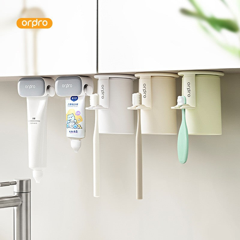 Under-Cabinet Toothbrush Holder with Drainage, Wall-Mounted Organizer for Bathroom