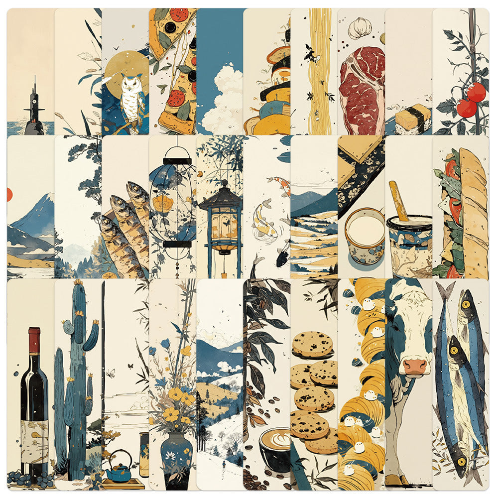 30-Piece Vintage Japanese Style Bookmark Set for Students and Readers