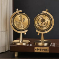 Dinghao Brass Rotating Globe Ornament for Car and Office Desk, Creative Decompression Gift