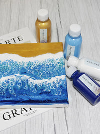 Fluid Art Pouring Paint Set with Silicone Oil for DIY Canvas Painting