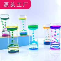 Creative Dual-Color Liquid Hourglass Oil Drip Timer Acrylic Desktop Ornament for Stress Relief