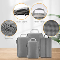 4-Piece Compressible Travel Packing Cubes Set with Zipper Expansion, Waterproof Luggage Organizers for Clothes and Shoes