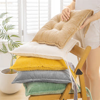 Solid Color Plush Thickened Square Chair Cushion for Dining, Office, or Student Seating