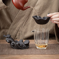 Creative Zisha Purple Clay Lotus Leaf Tea Strainer Filter Set for Kung Fu Tea Ceremony