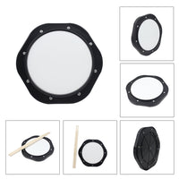 10-inch Black and White Dumb Drum Practice Pad Set with Bag and Drumsticks for Beginners