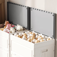 Foldable Plastic Storage Box with Double Doors and Wheels, Large Capacity Clothes Organizer