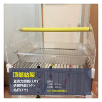 Bird Cage Accessories: Water Bottle, Stainless Steel Mesh, Perch, Tray, Climbing Net, Acrylic Board