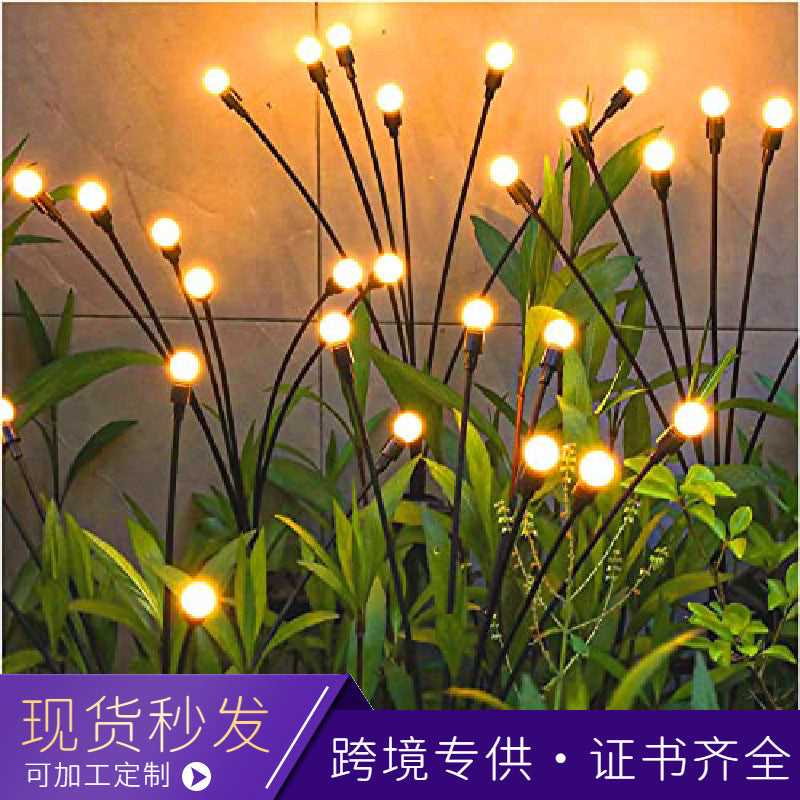 Solar Firefly Ground Plug String Lights LED Outdoor Decorative Garden Wind-Activated Lawn Lights