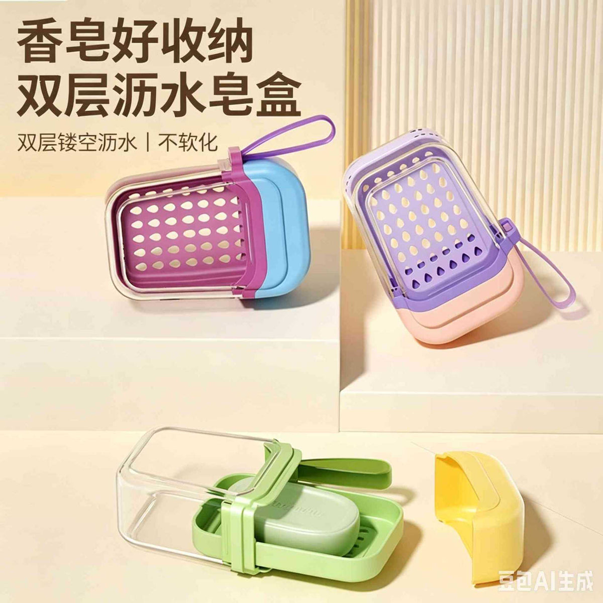 Portable Travel Soap Dish with Lid and Drain, Leak-proof Double-Layer Soap Box