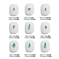 Blue Flat-Bottom Nail Art Rhinestones Waterdrop Shaped Mixed Sizes for Manicure Decoration