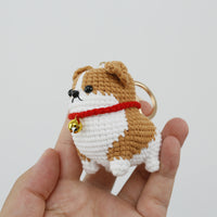 Hand-Knitted Corgi Dog Keychain Charm
