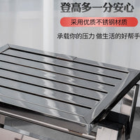 Stainless Steel Folding Ladder Stool, Heavy-Duty A-Frame Step Ladder for Home and Industrial Use