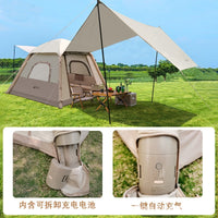 Automatic Inflatable Camping Tent with Windproof Overnight Tarp, 2-in-1 All-Season Waterproof Shelter