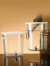 Thickened PC Beverage Dispenser with Faucet, Round/Square Cold Drink Ice Bucket for Iced Tea, Juice, Milk