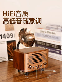Retro Bluetooth Wireless Speaker Wooden Desktop Computer Subwoofer High-Quality Sound Gift