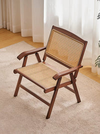 Foldable Rattan Leisure Chair for Balcony, Outdoor Camping, Beach, and Fishing