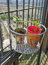Extra Large Hanging Balcony Railing Planter for Potted Plants - Wrought Iron Flower Pot Holder