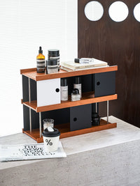 Mid-Century Style Ash Wood Cosmetic Storage Rack Multi-functional Desktop Organizer