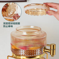 Refrigerator Glass Beverage Dispenser with Faucet, High Temperature Resistant Fruit Tea Cold Water Pitcher, Large Capacity