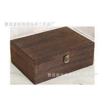 Vintage Paulownia Wood Storage Box with Lid, Desktop Organizer for Jewelry and Home Decor