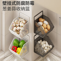 Wall-Mounted Kitchen Storage Basket for Spices and Condiments
