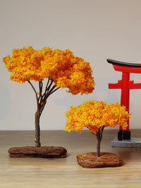 Japanese Style Miniature Cherry Blossom Tree Figurine for Dollhouse Diorama and Desktop Decor