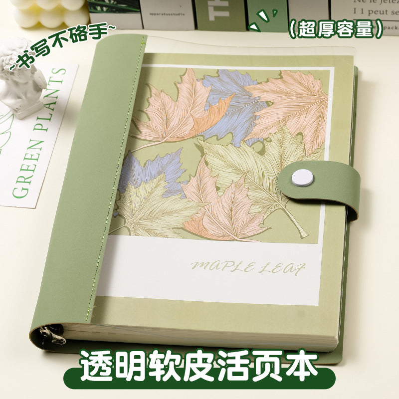 Transparent Softcover Refillable Notebook with Thickened Pages, B5/A5 Loose-Leaf Journal