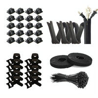 Cable Management Organizer Kit with Cable Sleeves and Clips for Desk Organization