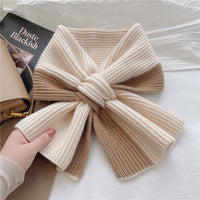 Knitted Cross Scarf for Women, Winter Warm Neck Warmer, Korean Style Color Block