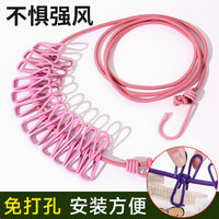 Portable Travel Clothesline with Clips for Indoor Outdoor Use