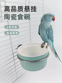 Ceramic Parrot Feeder Bowl Anti-Splash Bird Food Container Anti-Tip Water Bowl Inside Cage Hanging Feeder for Small Birds