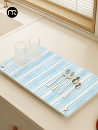Diatomaceous Earth Kitchen Sink Drying Mat Absorbent Quick Dry Tray for Dishes and Utensils