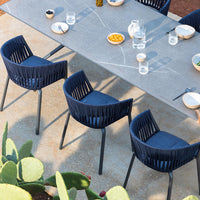 Outdoor Rattan Dining Set with Rock Slab Table for Patio Garden Balcony