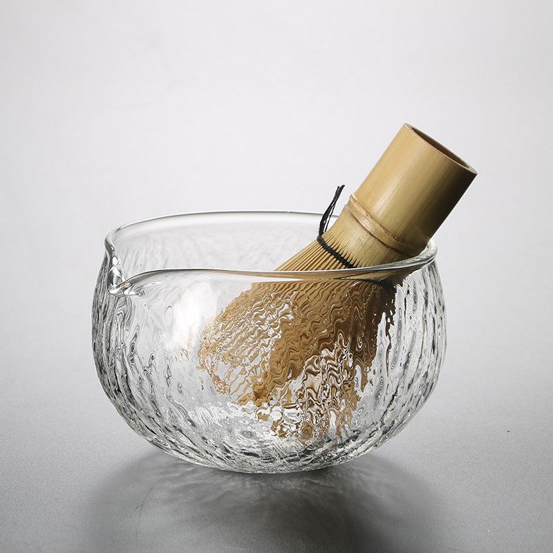 Japanese Matcha Bowl with Spout - Glass Tea Bowl for Whisking Matcha